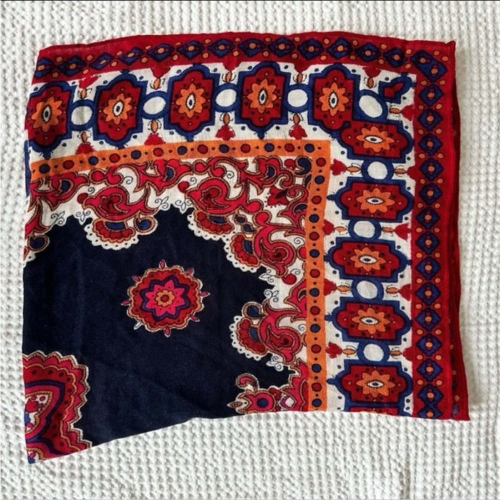 ASOS Oversized Blanket Scarf Paisley Border Print Multicolor Shawl Wrap One Size